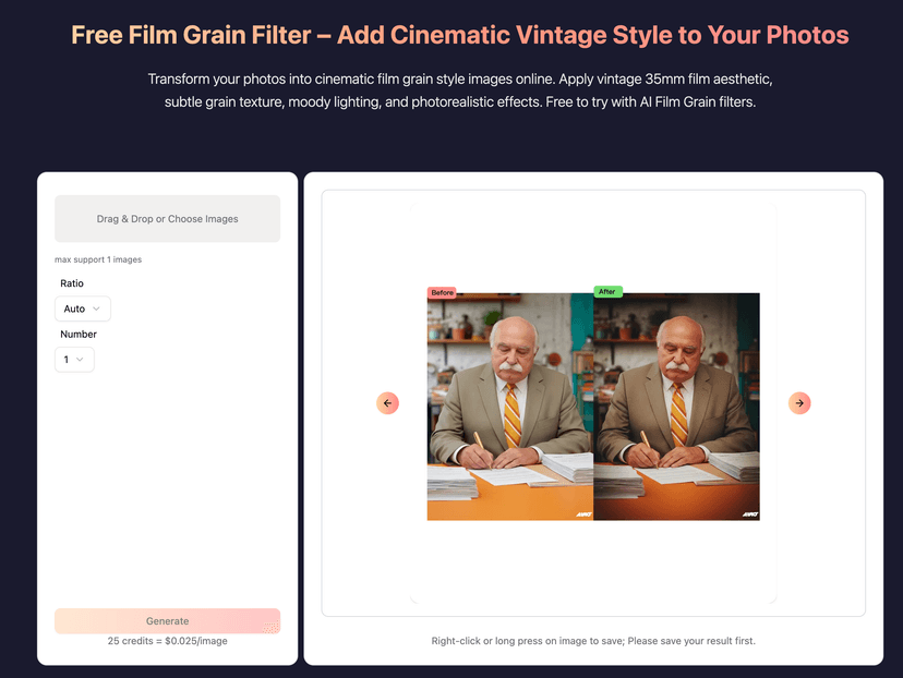 AI Film Grain Filter