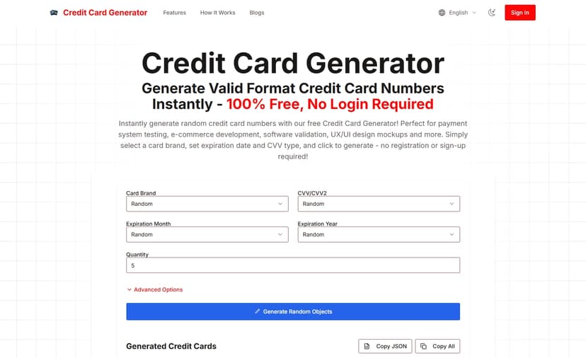 Credit Card Generator